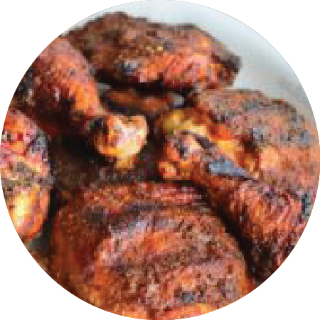 BBQ dry rub chicken on a platter