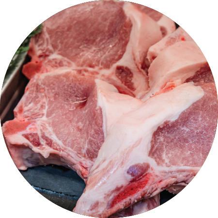 Closeup of popular meat department item, pork chops