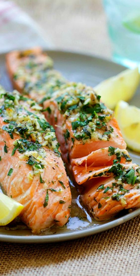 garlic herb roasted salmon recipe