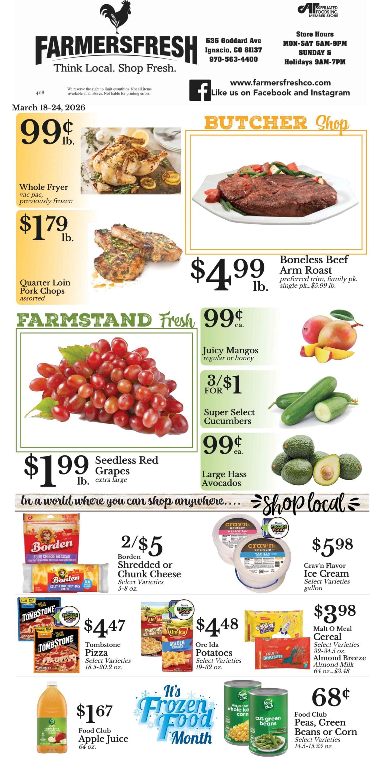 Weekly specials for farmer's fresh market page 1