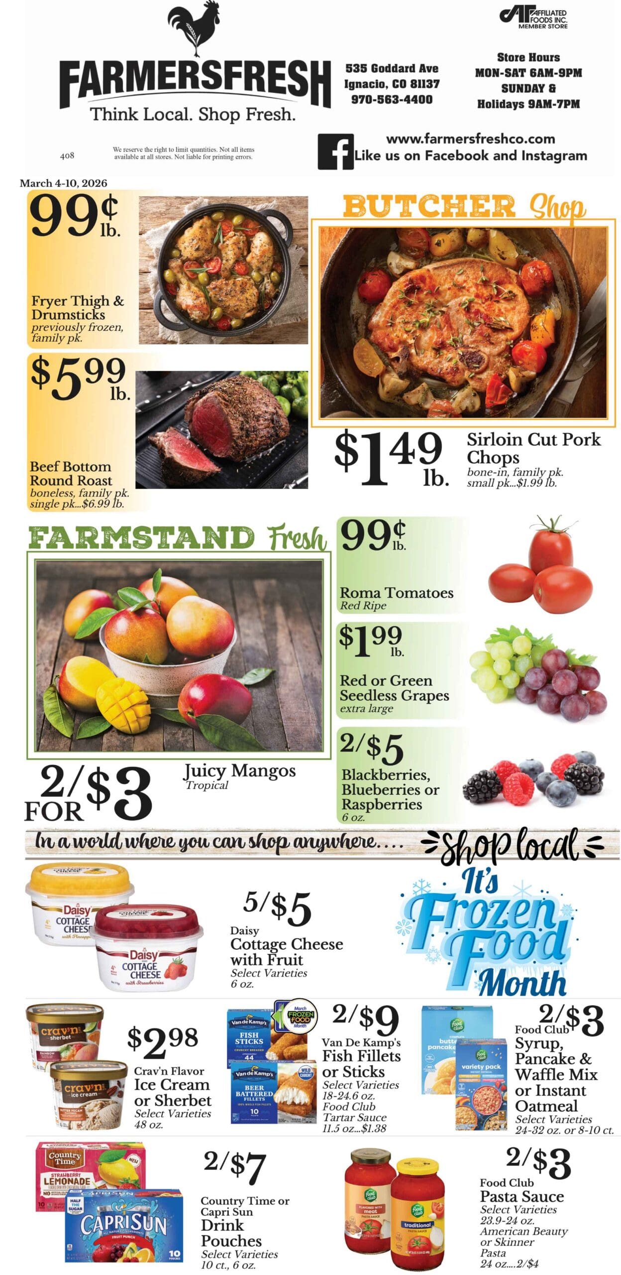 Weekly specials for farmer's fresh market page 1