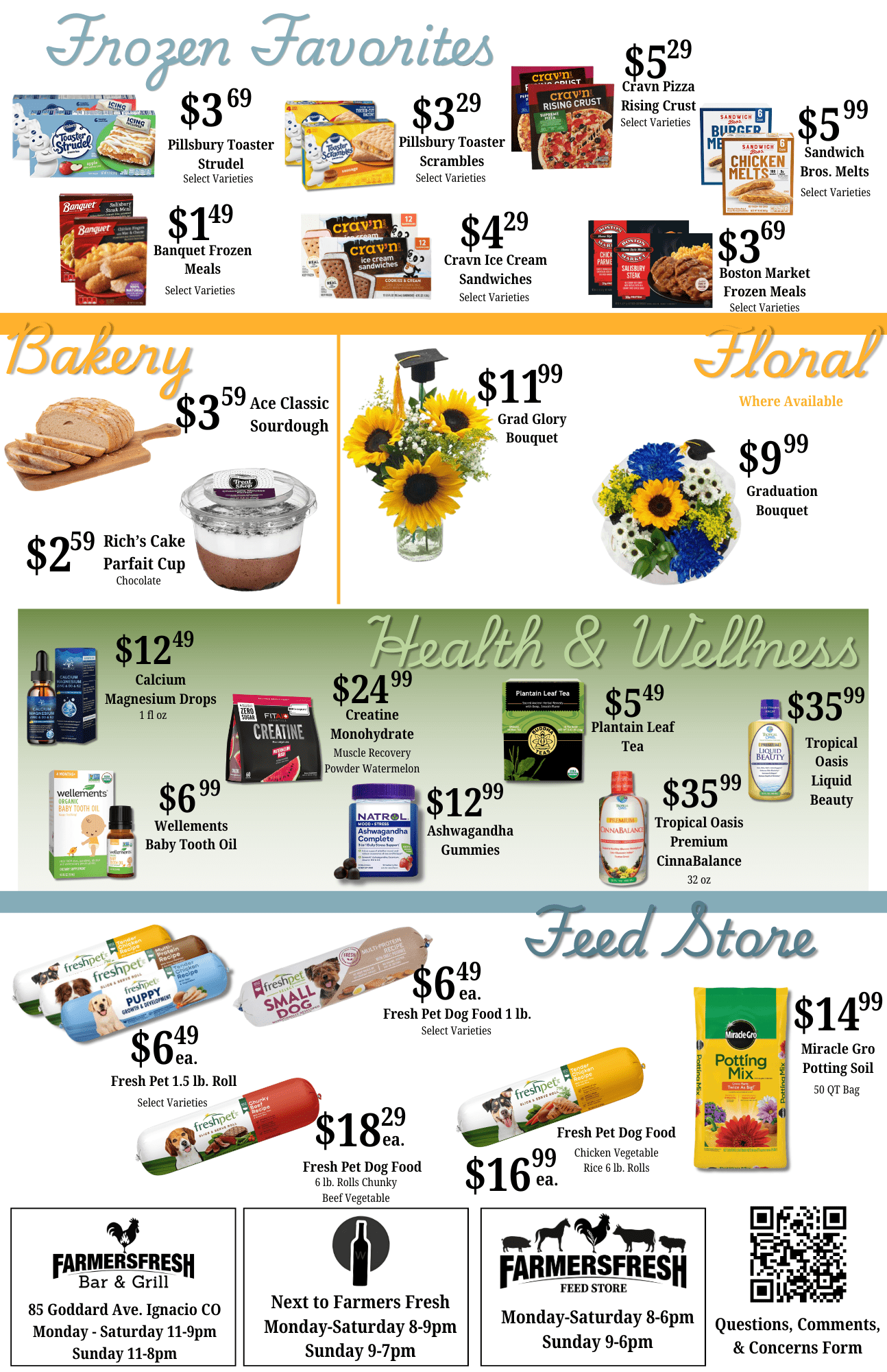 Weekly specials for farmer's fresh market page 1