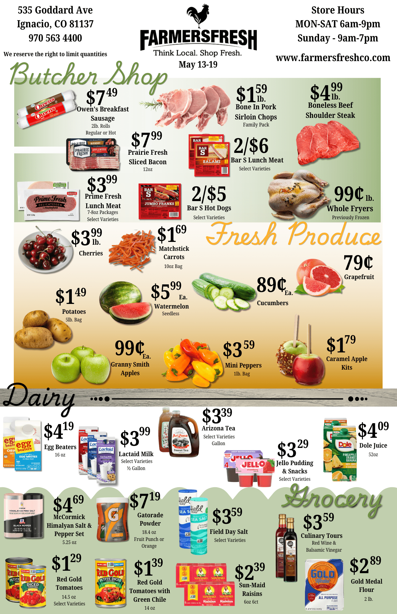 Weekly specials for farmer's fresh market page 1
