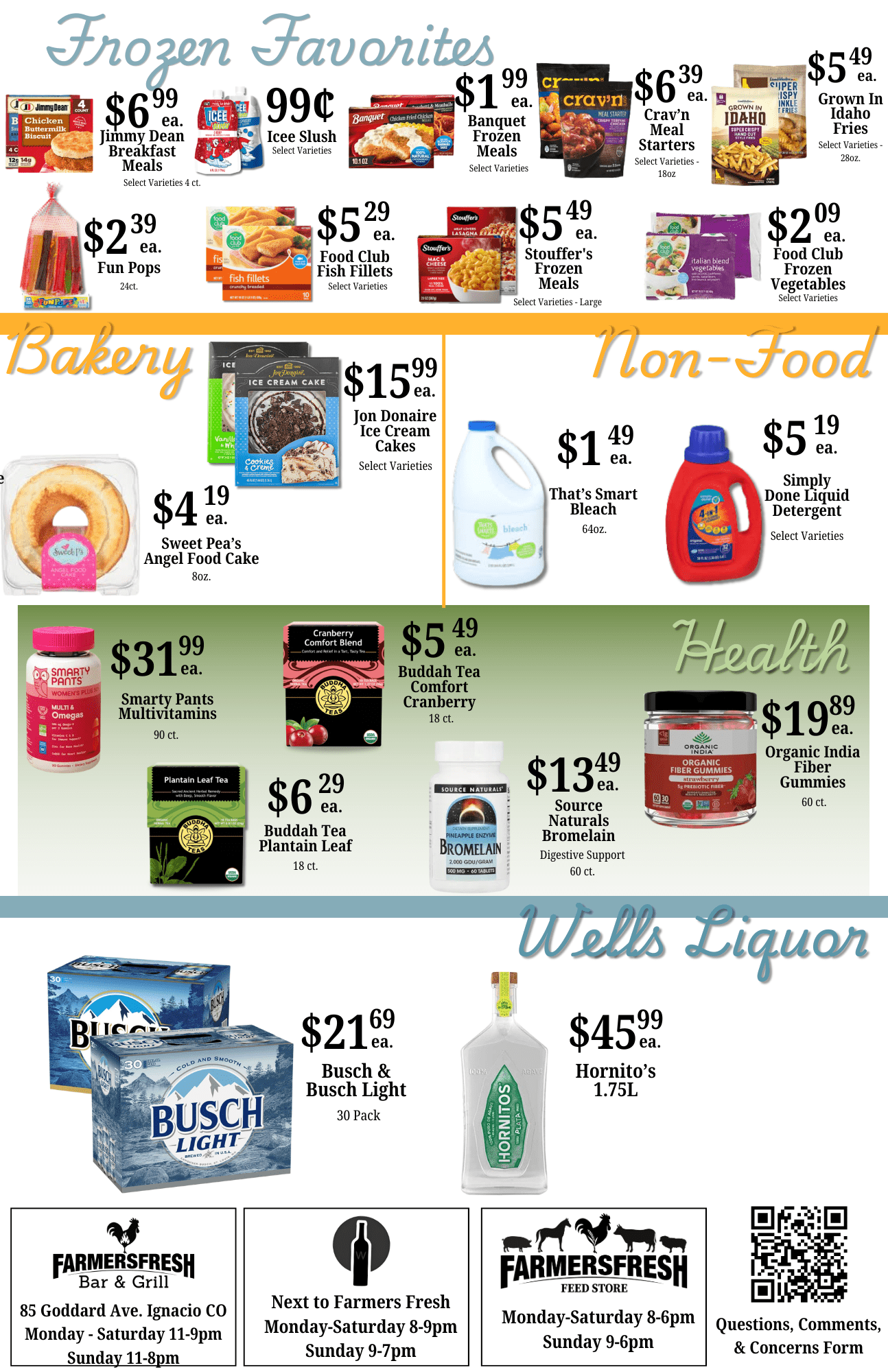 Weekly specials for farmer's fresh market page 1