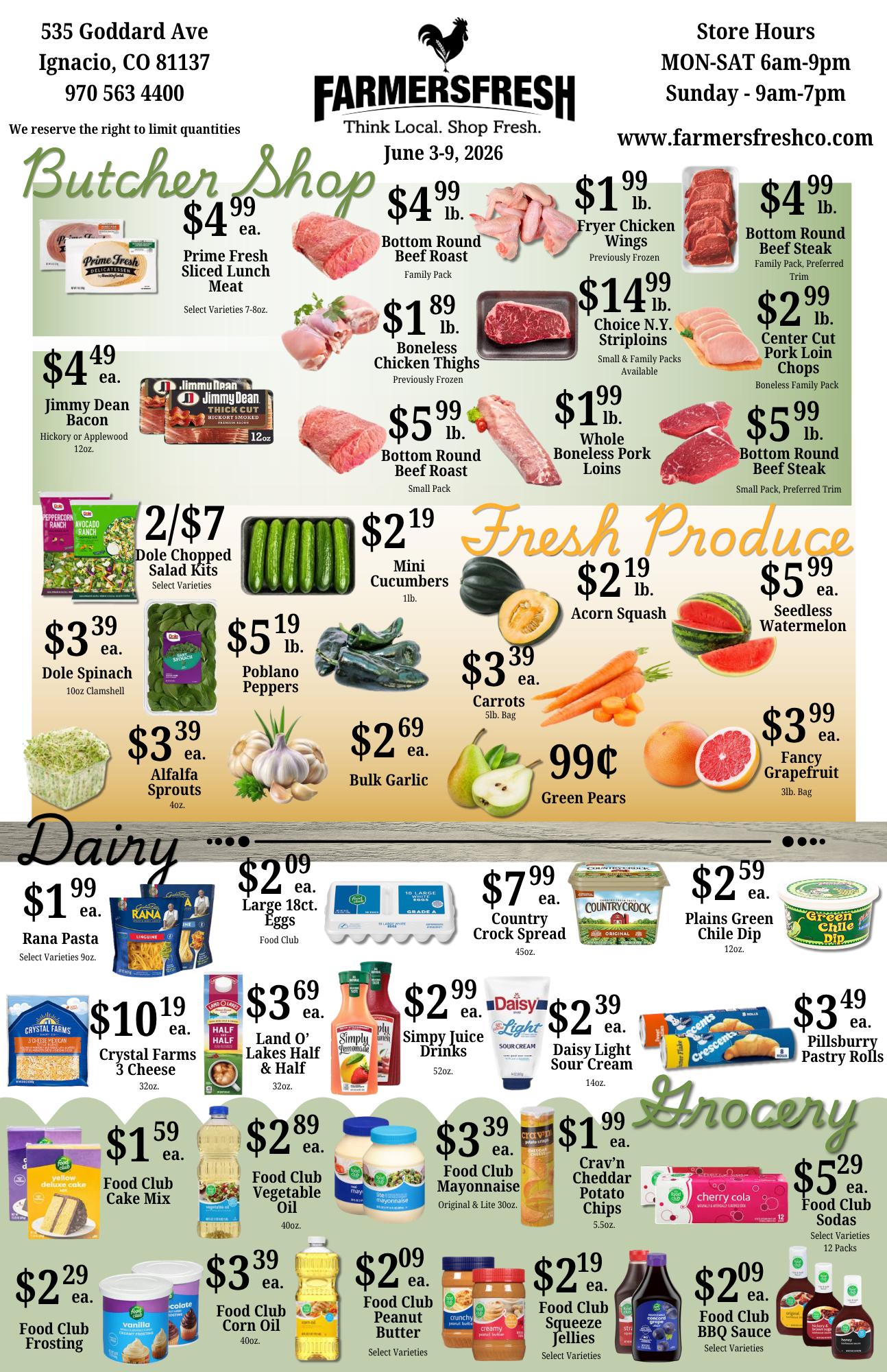 Weekly specials for farmer's fresh market page 1