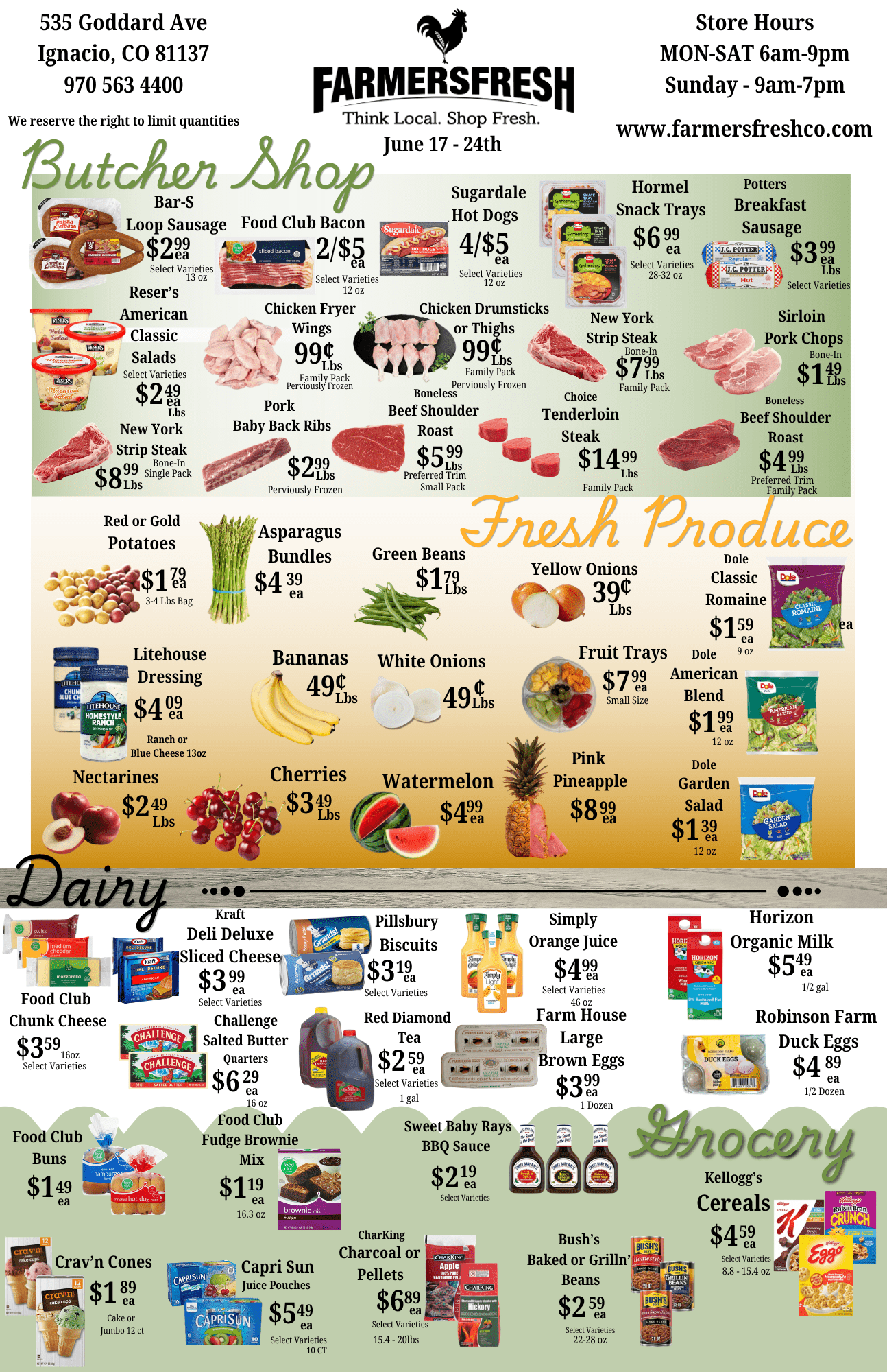 Weekly specials for farmer's fresh market page 1