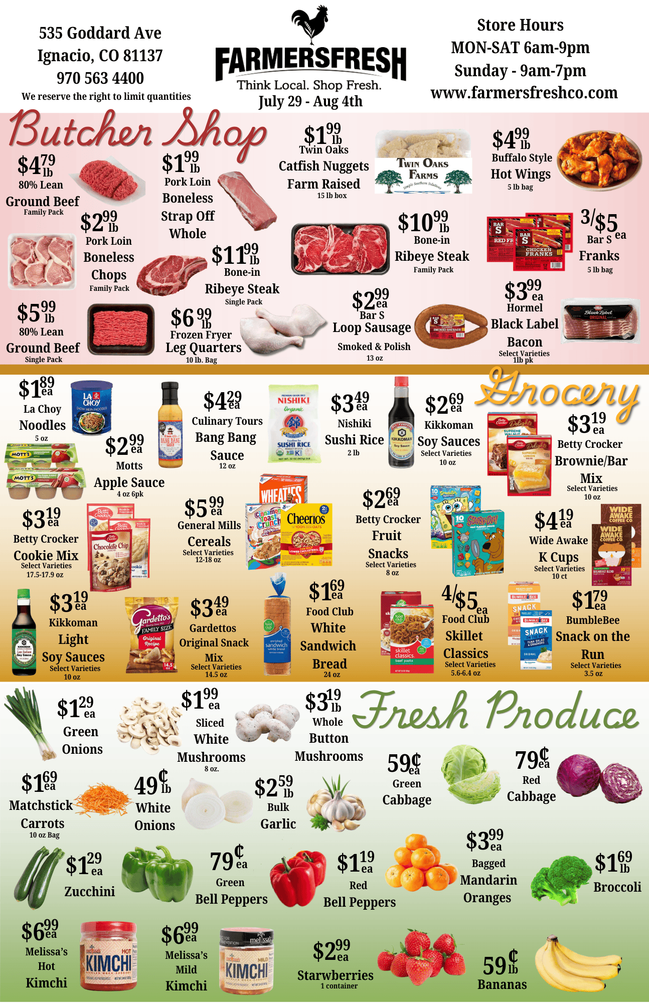 Weekly specials for farmer's fresh market page 1
