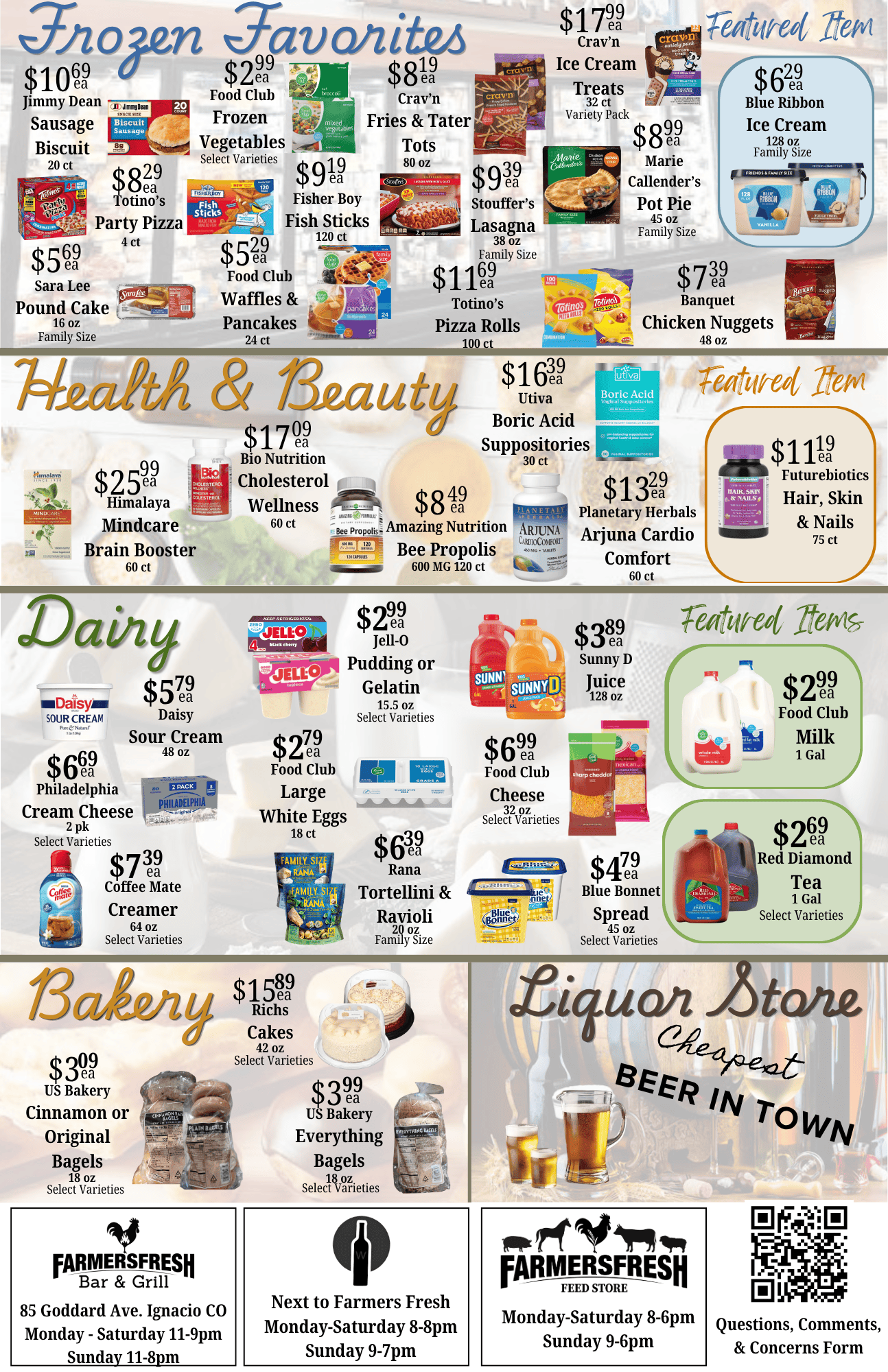 Weekly specials for farmer's fresh market page 1