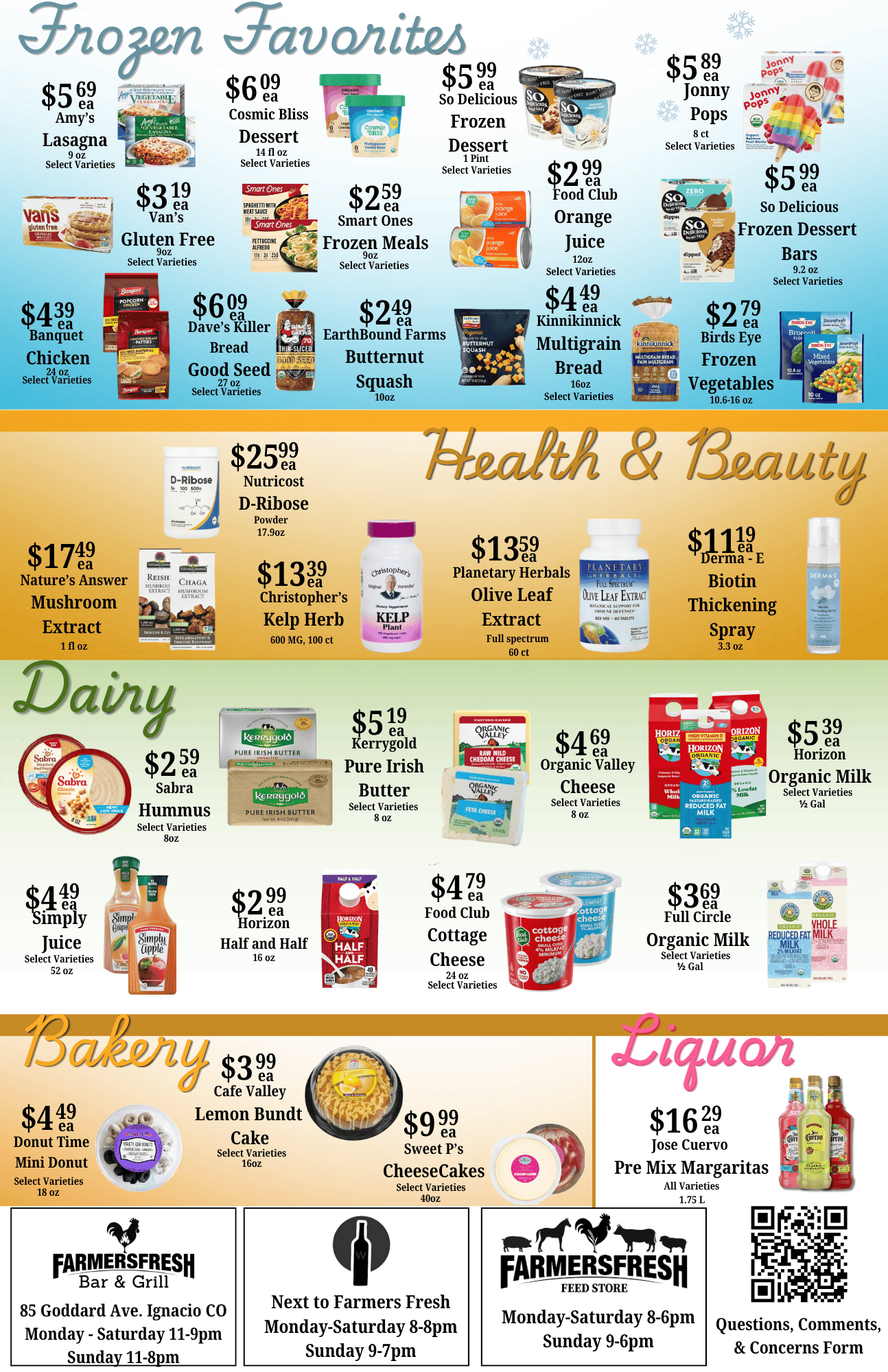 Weekly specials for farmer's fresh market page 1