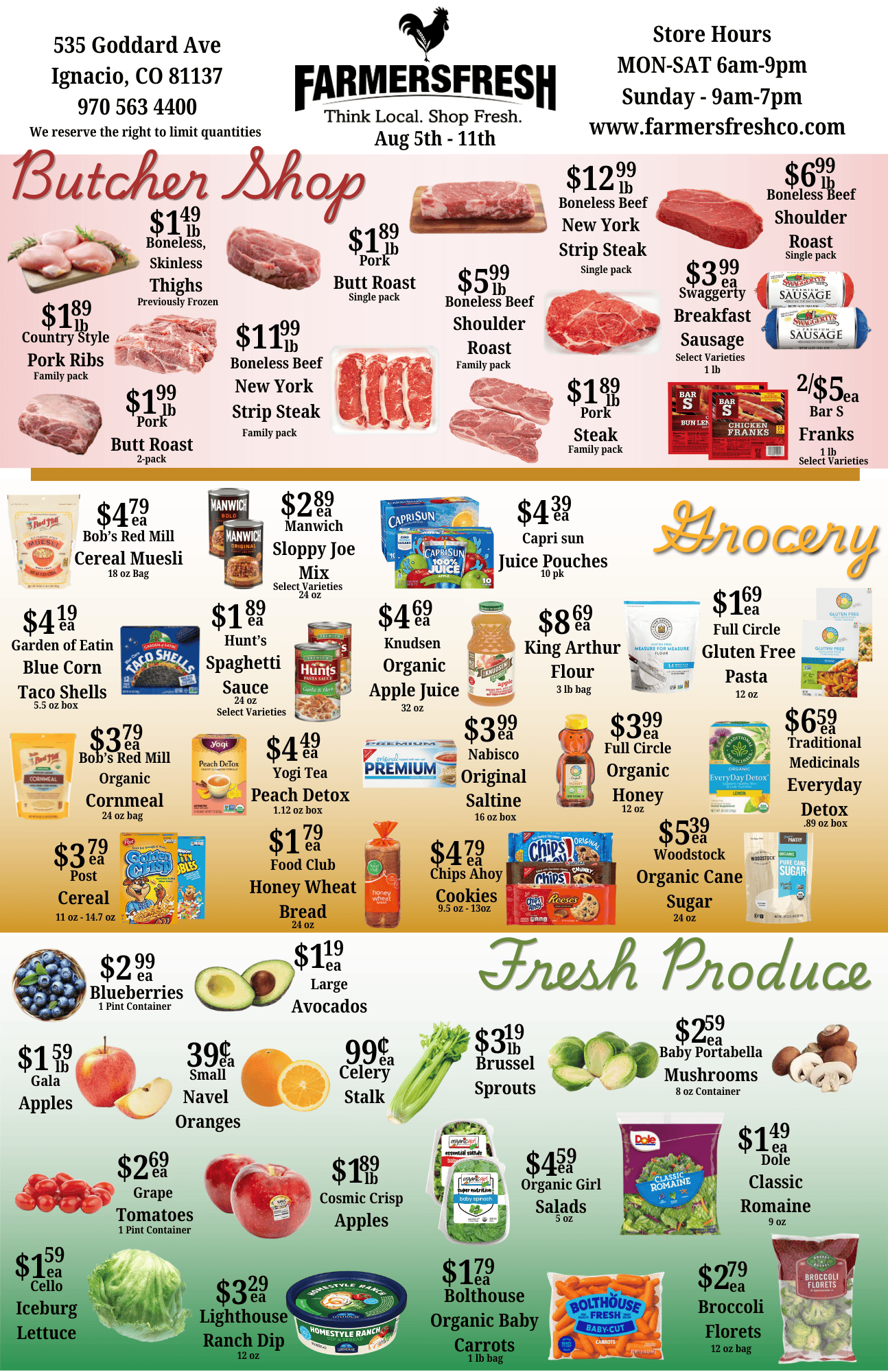 Weekly specials for farmer's fresh market page 1