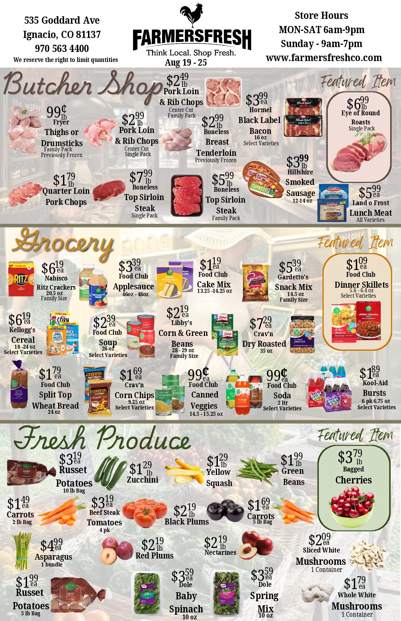 Weekly specials for farmer's fresh market page 1