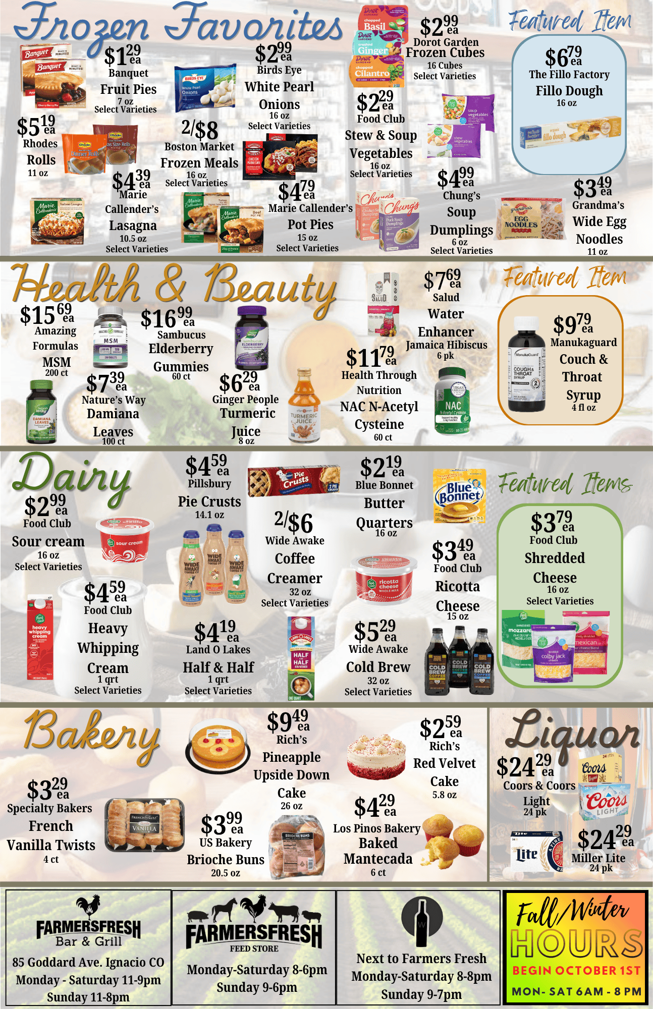 Weekly specials for farmer's fresh market page 1
