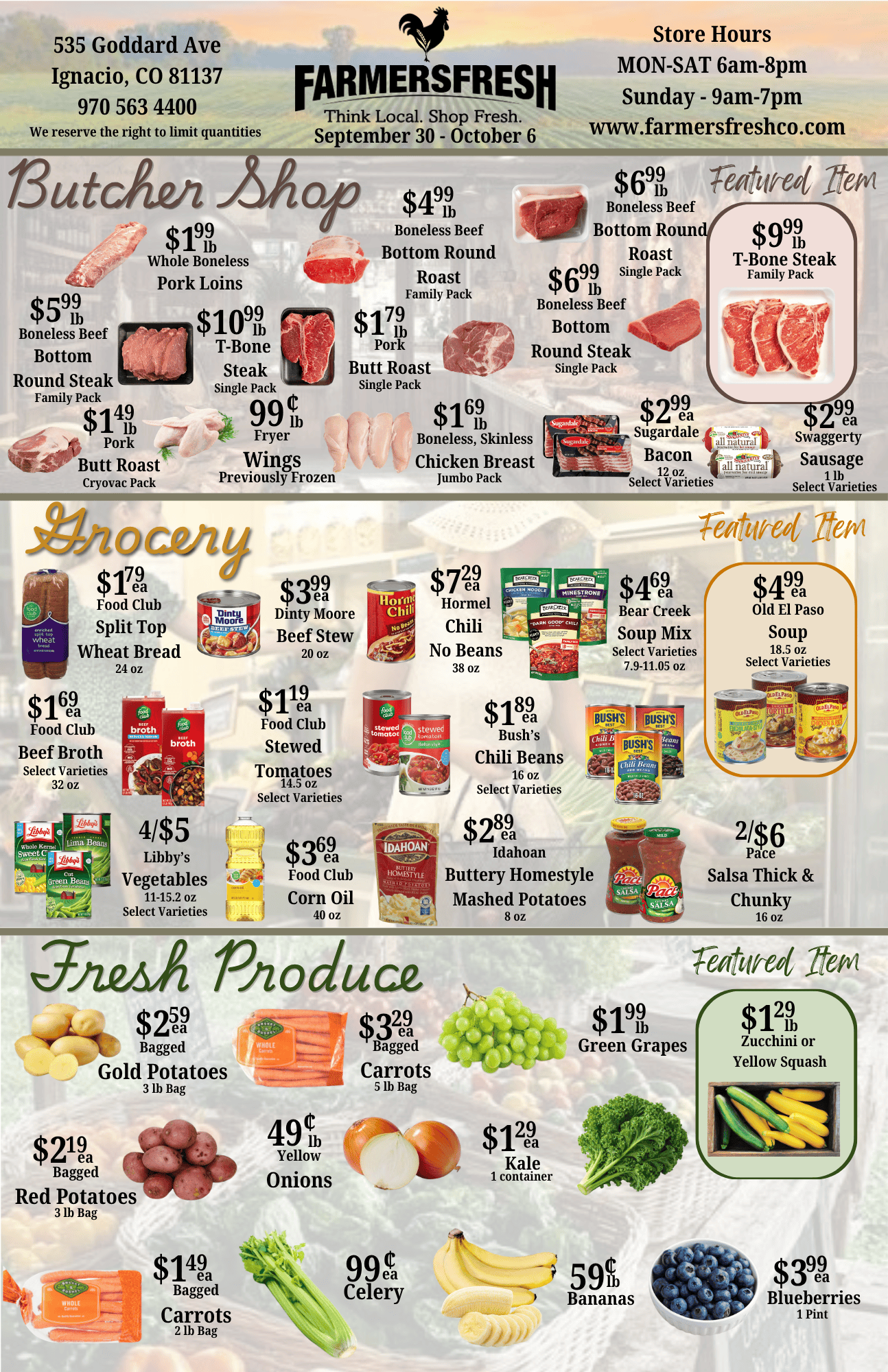 Weekly specials for farmer's fresh market page 1