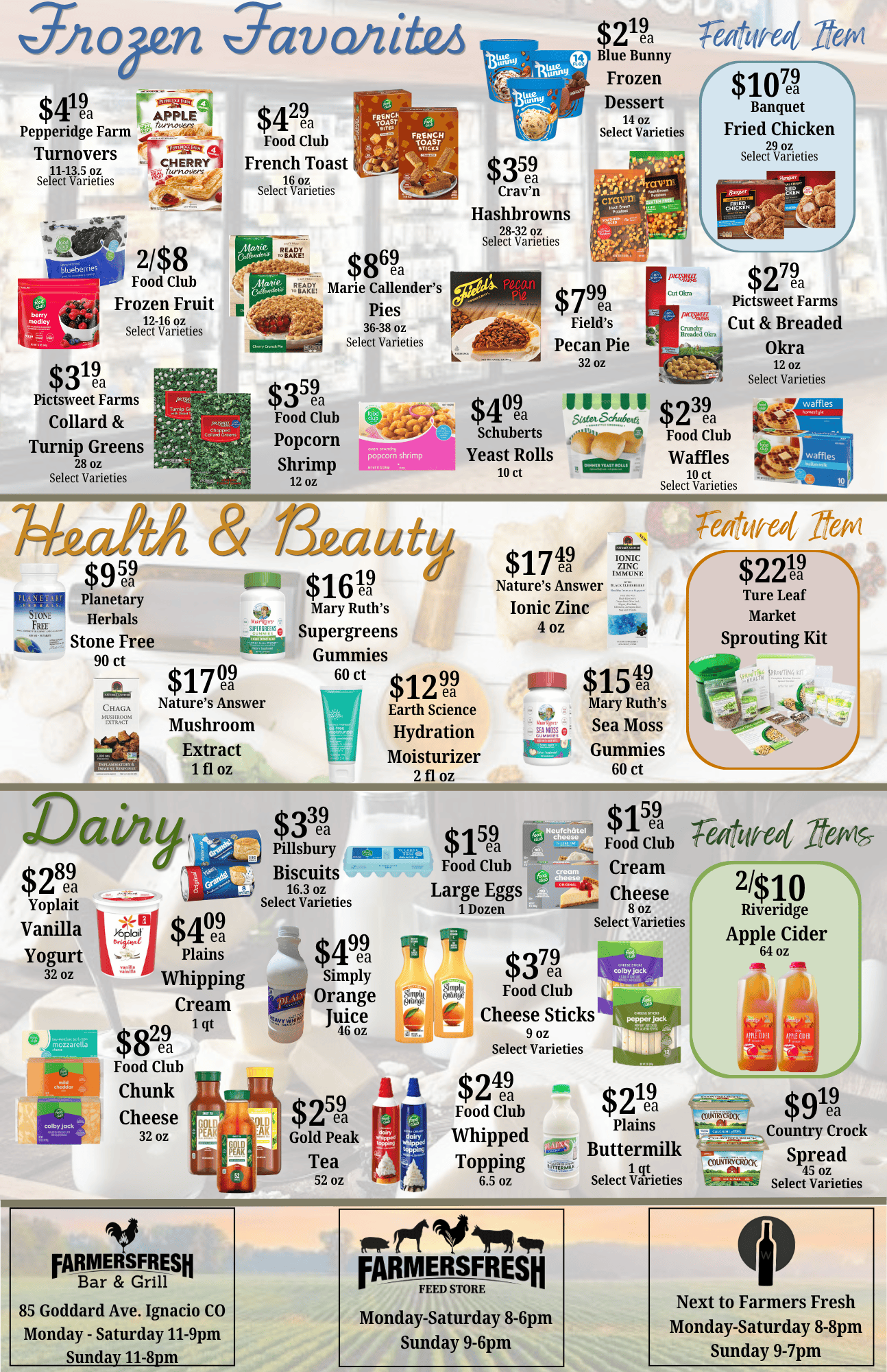 Weekly specials for farmer's fresh market page 1