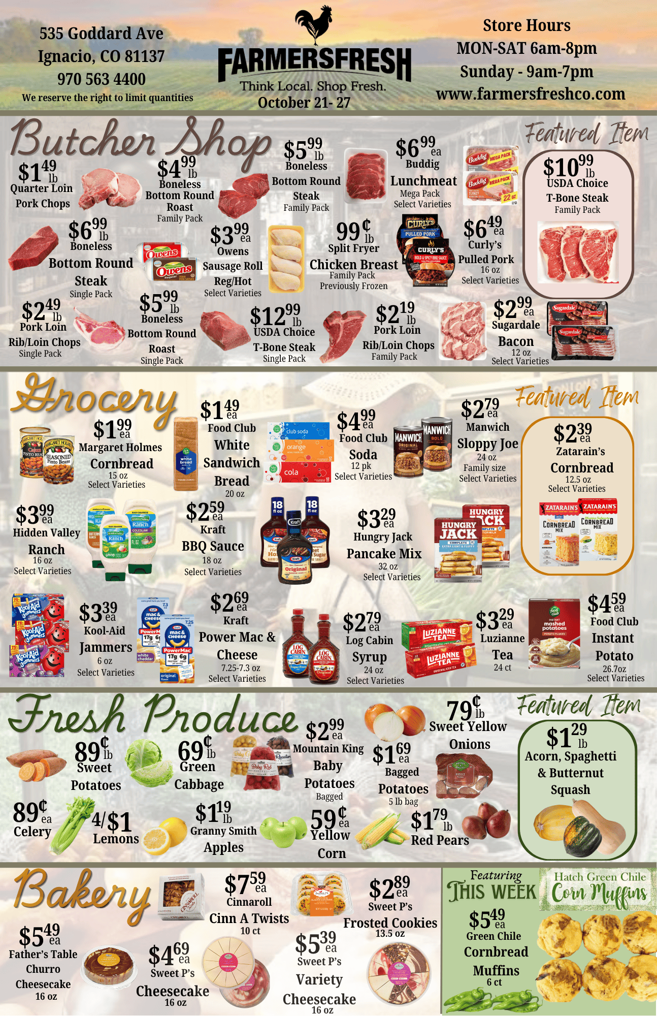 Weekly specials for farmer's fresh market page 1