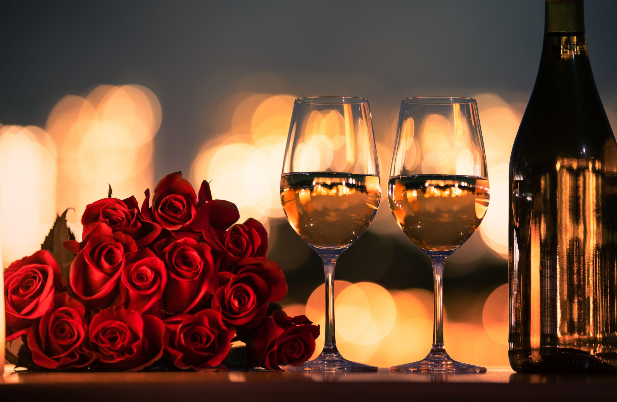 Romantic dinner date night with roses and wine. - Farmers Fresh Market