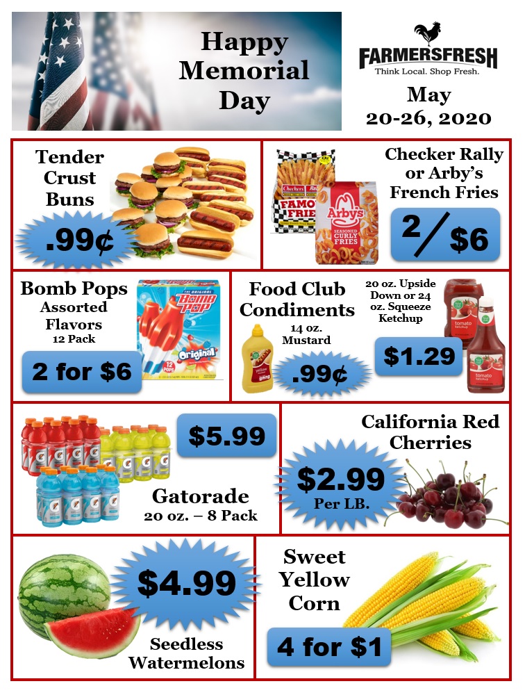 Memorial Day Ad for May 2026, 2020 Farmers Fresh Market