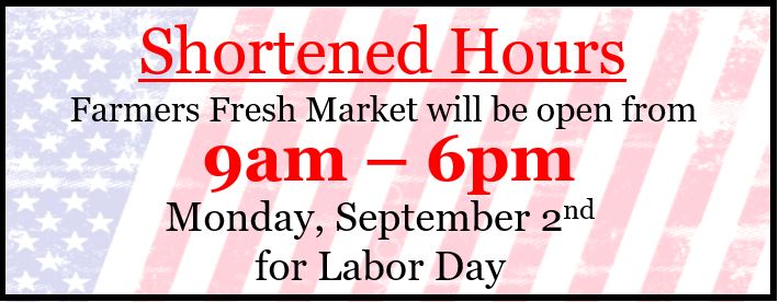 Labor Day Hours – Monday, September 2nd